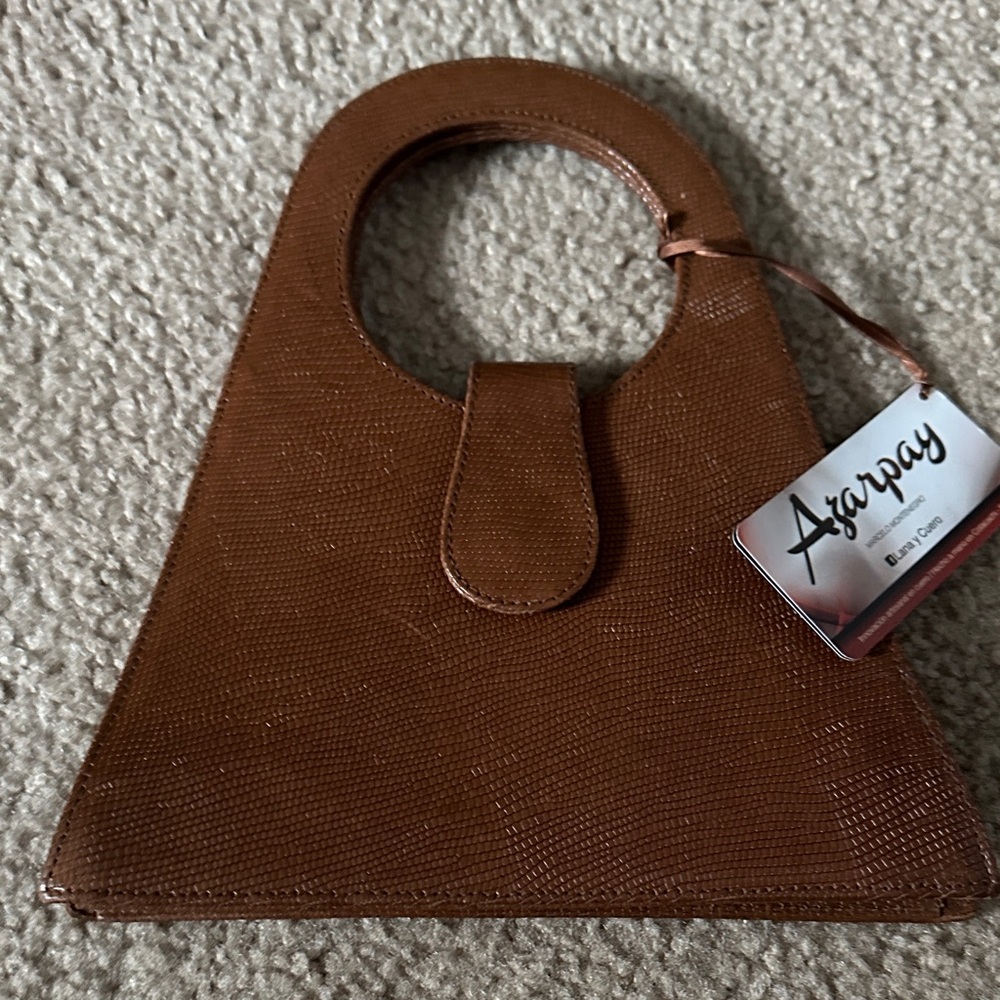 Azarpay Brown Textured Top-Handle Women’s Bag size 9*6